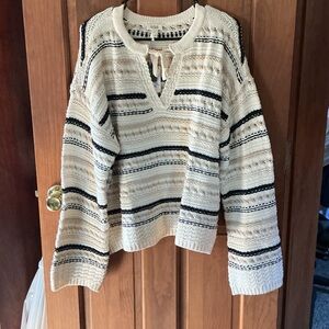 a.n.a Cream and Black Knit Sweater